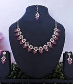 Purple color rhodium plating festive wear designer necklace set