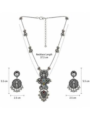Navratri oxidised silver plated necklace with earrings jewellery set for women 5