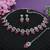 Pink color rhodium plating festive wear designer necklace set
