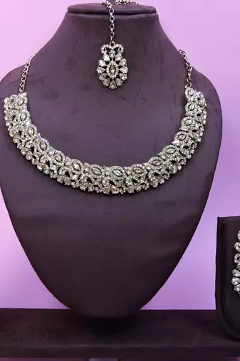 Multicolor color yellow gold plating festive wear designer necklace set