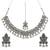 Navratri oxidised silver plated necklace with earrings and maang tikka for women