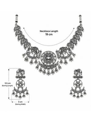Navratri oxidised silver plated necklace with earrings jewellery set for women 5