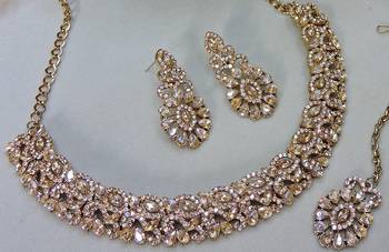 Multicolor color yellow gold plating festive wear designer necklace set 3