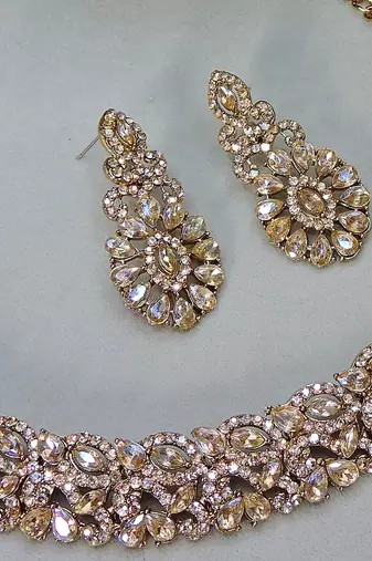 Multicolor color yellow gold plating festive wear designer necklace set