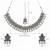 Navratri oxidised silver plated necklace with earrings and maang tikka for women