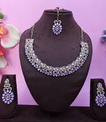 Purple color yellow gold plating festive wear designer necklace set