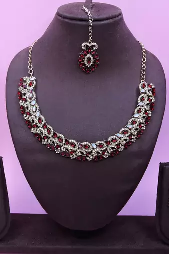 Multicolor color yellow gold plating festive wear designer necklace set