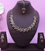 Multicolor color yellow gold plating festive wear designer necklace set