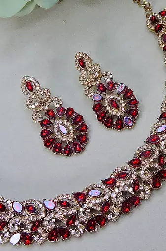 Multicolor color yellow gold plating festive wear designer necklace set
