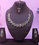 Purple color yellow gold plating festive wear designer necklace set
