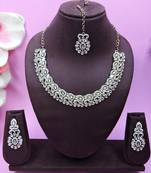 White color yellow gold plating festive wear designer necklace set