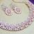 Pink color rhodium plating festive wear designer necklace set