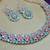 Green color rhodium plating festive wear designer necklace set
