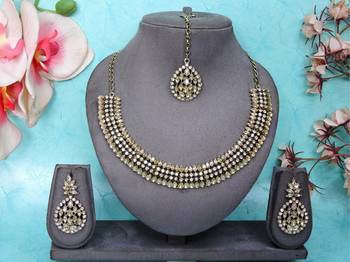 Multicolor color yellow gold plating festive wear designer necklace set 1