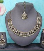 Multicolor color yellow gold plating festive wear designer necklace set