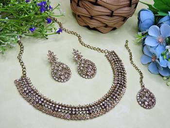 Multicolor color yellow gold plating festive wear designer necklace set 2