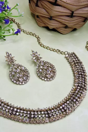 Multicolor color yellow gold plating festive wear designer necklace set