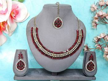 Multicolor color yellow gold plating festive wear designer necklace set 1