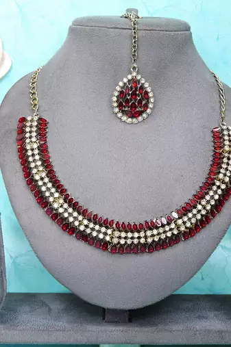 Multicolor color yellow gold plating festive wear designer necklace set