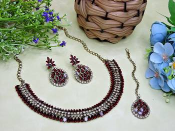 Multicolor color yellow gold plating festive wear designer necklace set 2
