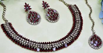 Multicolor color yellow gold plating festive wear designer necklace set 3