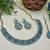 Green color yellow gold plating festive wear designer necklace set