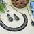 Green color yellow gold plating festive wear designer necklace set
