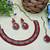 Red color yellow gold plating festive wear designer necklace set