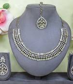 White color yellow gold plating festive wear designer necklace set