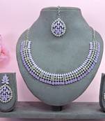 Purple color rhodium plating festive wear designer necklace set