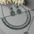 Green color rhodium plating festive wear designer necklace set