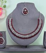 Maroon color rhodium plating festive wear designer necklace set