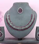 Purple color rhodium plating festive wear designer necklace set