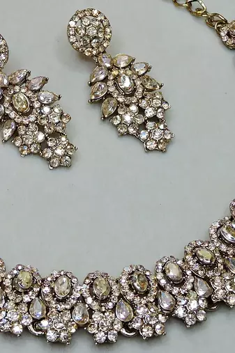 Multicolor color yellow gold plating festive wear designer necklace set