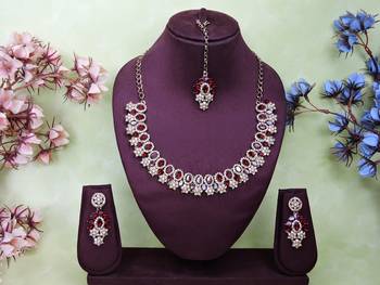 Multicolor color yellow gold plating festive wear designer necklace set 1