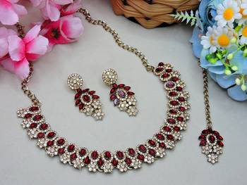 Multicolor color yellow gold plating festive wear designer necklace set 2