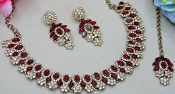 Multicolor color yellow gold plating festive wear designer necklace set 3