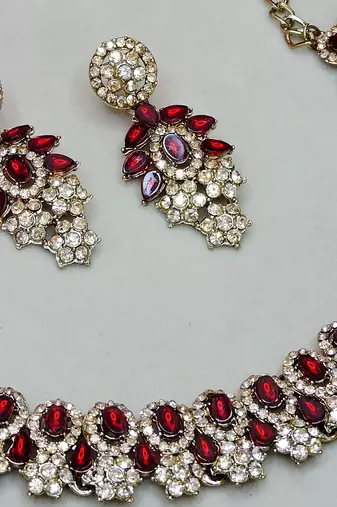 Multicolor color yellow gold plating festive wear designer necklace set