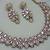 Pink color yellow gold plating festive wear designer necklace set