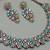 Green color yellow gold plating festive wear designer necklace set