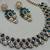 Green color yellow gold plating festive wear designer necklace set