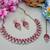 Pink color yellow gold plating festive wear designer necklace set
