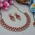 Red color yellow gold plating festive wear designer necklace set