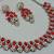 Red color yellow gold plating festive wear designer necklace set