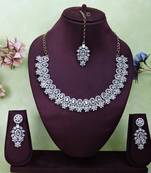 White color yellow gold plating festive wear designer necklace set