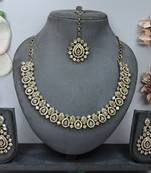 Multicolor color yellow gold plating festive wear designer necklace set