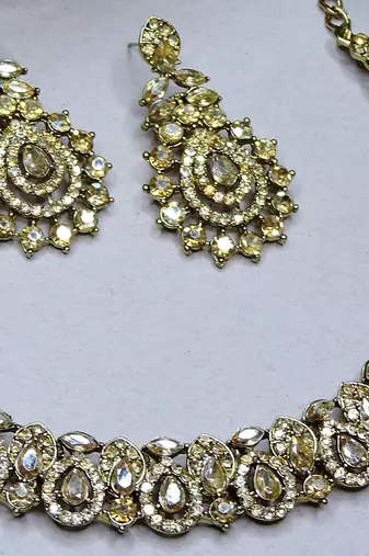 Multicolor color yellow gold plating festive wear designer necklace set