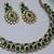 Green color yellow gold plating festive wear designer necklace set