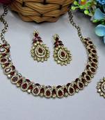 Multicolor color yellow gold plating festive wear designer necklace set