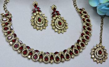 Multicolor color yellow gold plating festive wear designer necklace set 2